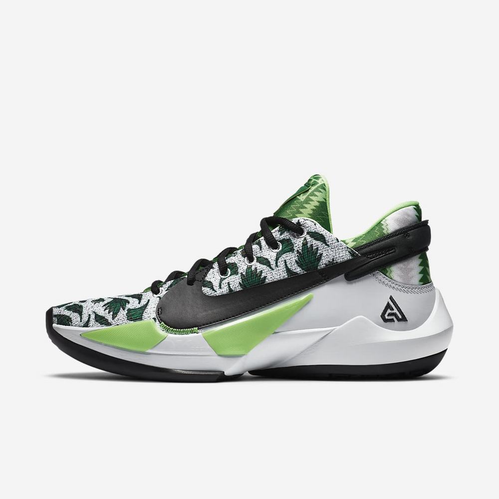 Chaussure De Basket Nike Zoom Freak 2 Naija Platine 8039-675 Pure Platinum/Pine Green/Green Strike/Black Femme | MRL-69893283